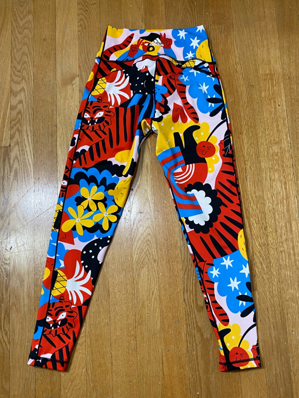 Adidas Believe This 7/8 Tights Colorful Graphic Tiger Floral Print Leggings S - Picture 9 of 14